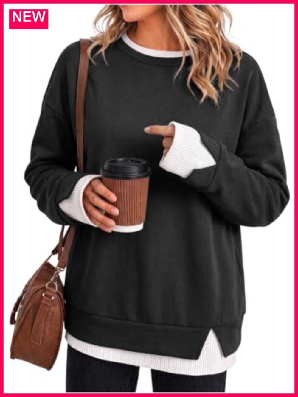 Oversized Crewneck Sweatshirt Long Sleeve Loose Fit Pullover